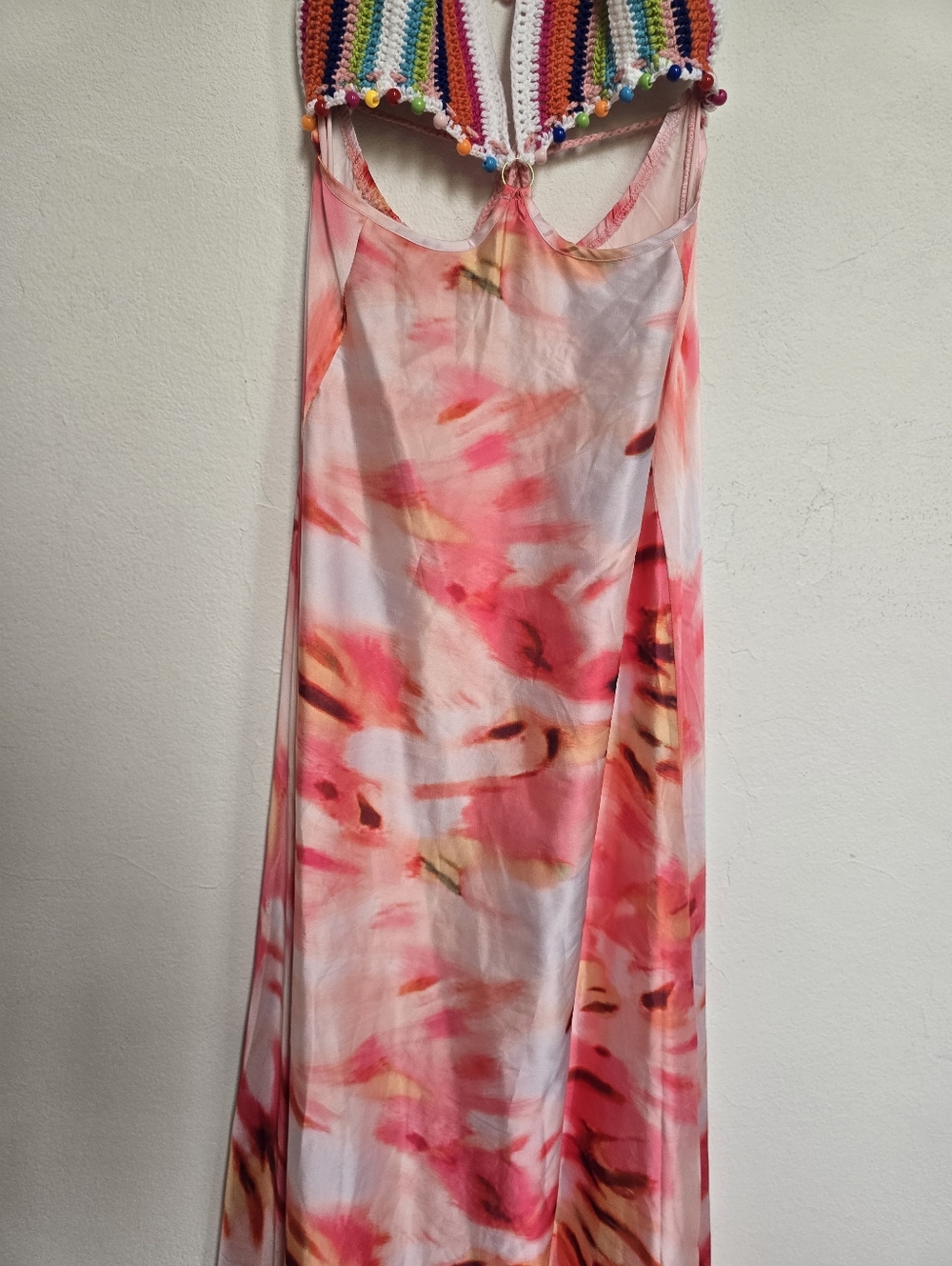 H&Y Collection Crochet Rainbow Halter Maxi Dress Boho Festival Y2K L - Picture 4 of 17